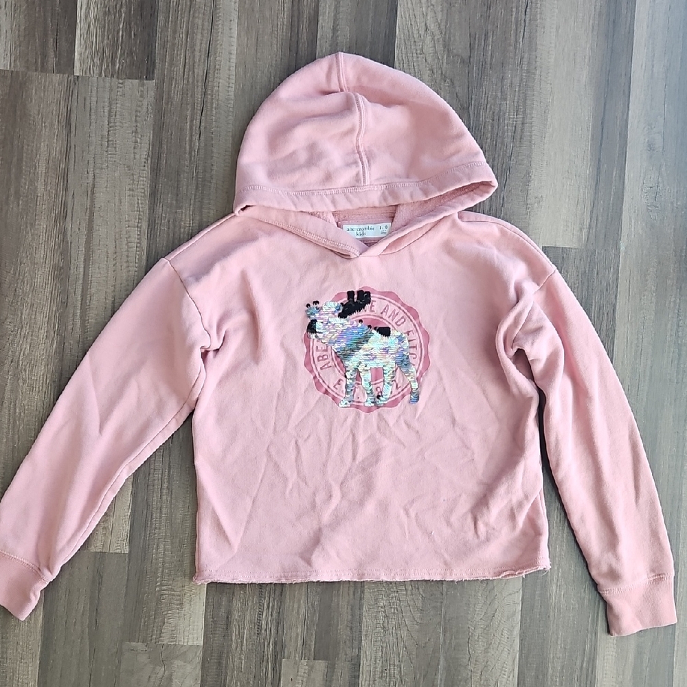 Abercrombie Kids Pink Hoodie with Sequin Moose